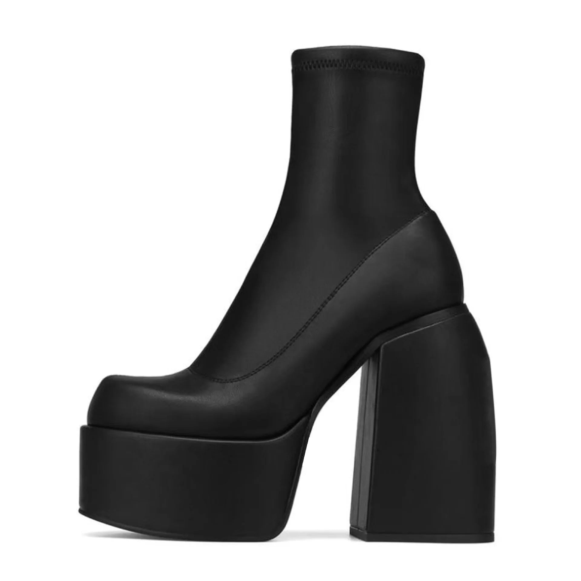 2025 Autumn Winter Short Boots for Large Size Thick-Soled Thick-Heeled Elastic Elastic Cross-Border E-Commerce Supply Europe