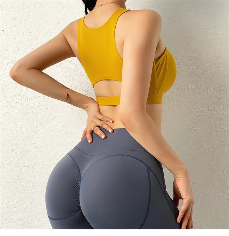 Cloud Hide HOT GIRL Running Sports Bra Fitness Yoga Crop Tank Top Underwear Sexy Women Vest Shockproof Shirt Jogging Sportswear - Kimlud