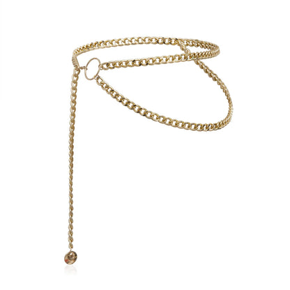 Fashion Link Punk Hip Hop Adjustable Women Metal Belts Gold Silver Waist Strap Casual Ladies Chain Belt - Kimlud
