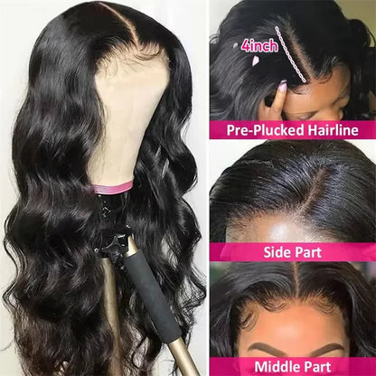 Women's 13x4 Deep Wave Body Glueless Wig Wear and Go Human Hair Pre Plucked Pre Cut Lace Front No Glue Upgraded | Kimlud...