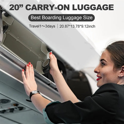 20-inch Front-Opening Grey PC Carry-On Suitcase with TSA Lock Lightweight Durable Luggage for Business Travel & Personal...