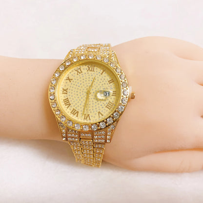 Latest Popular Fashion Gold Plated Bangle Bracelet Watch Wedding Party Gift Birthday Bridal Wristwatch