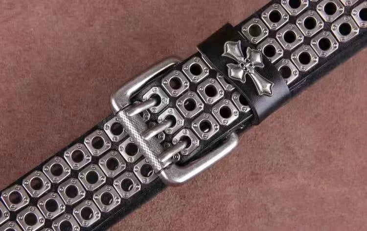 Studded Heavy Metal Style Belt Handmade Leather Pank Rock Style Men's Belt Cowhide Retro Tactical belt Jeans Belt - Kimlud