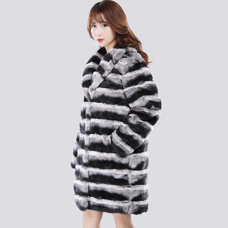 Elegant plush coat keeps warm fur