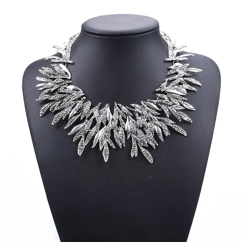 Indian Fashion Silver Plated Vintage Statement Large Necklace Women Boho Ethnic Maxi Big Collar Chunky Choker Necklace Jewelry