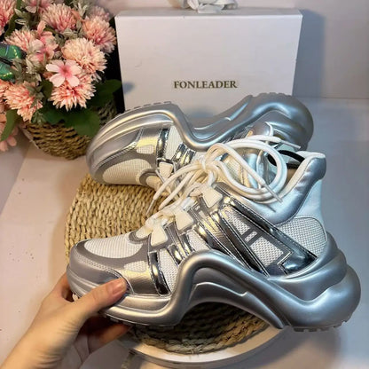 Chaussures Femmes Tendances Hot Pink Shoes Thick Lace Trendy Mujer Sneakers Casual Shoes - Kimlud