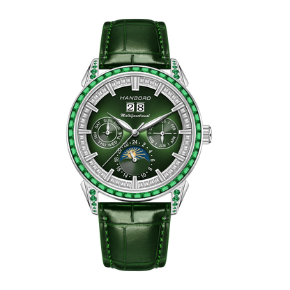 HANBORO Men's Luxury Automatic Mechanical Sports Watch Hollow Pointer Full Diamonds Calendar Luminous Stainless Steel...
