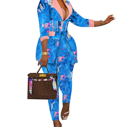 S-2XL Two Piece Sets Outfits Elegant Tweed Slim Long Trousers Short Coat Tops Lady Clothes Formal Business Office Work Suits