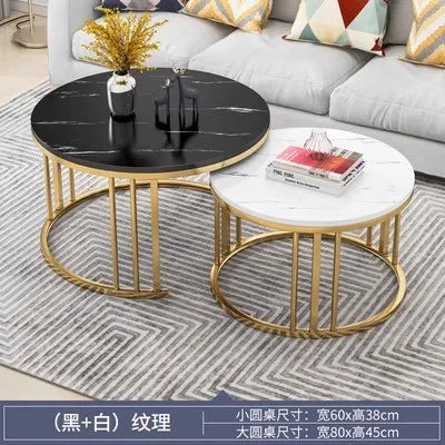 Nordic Contemporary Gold Metal Nesting Coffee Table Set Wabi-Sabi Style for Modern Home Living Room Furniture | Kimlud...
