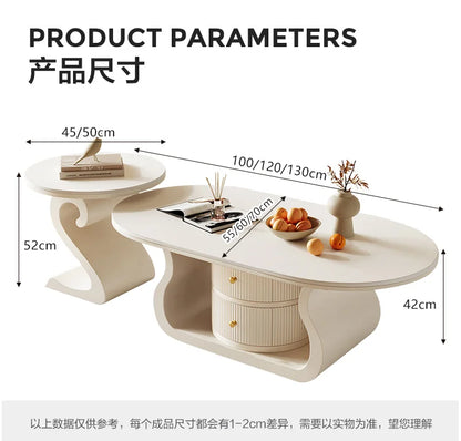 Italian Luxury Modern Simple Design Oval Coffee Table Advanced Lighting Combination for Small Home Hotel Living Room...