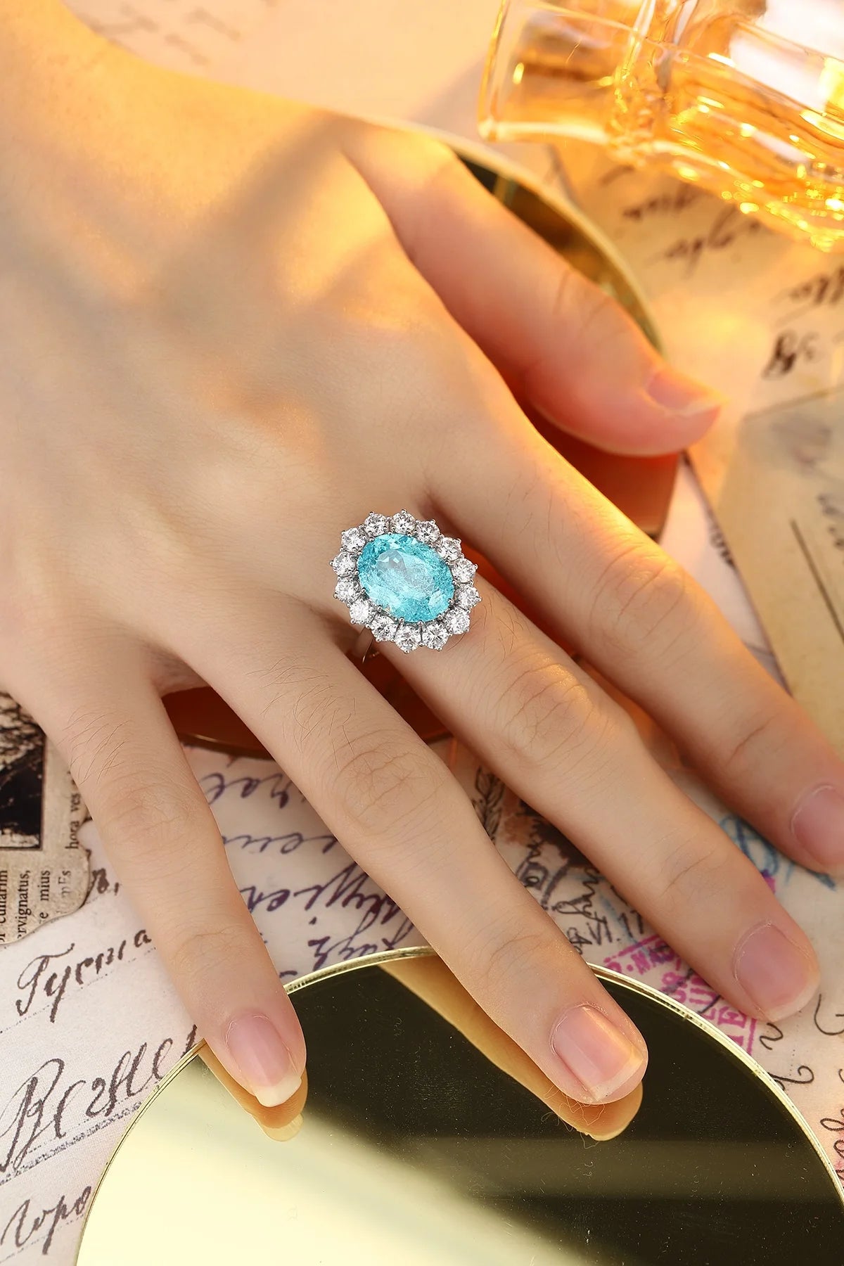 Lanphear Jewelry Platinum Plated Engagement Wedding Ring with Oval Lab-Grown Diamond Halo and Prong Setting | Kimlud...