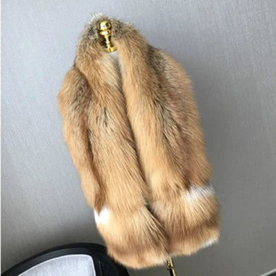 MS.MinShu-Luxury Fox Fur Scarf, Big Skin Scarf, Natural Fox Fur Stole, Genuine Fox Fur Shawl, Pocket Fashion Evening Dress - Kimlud
