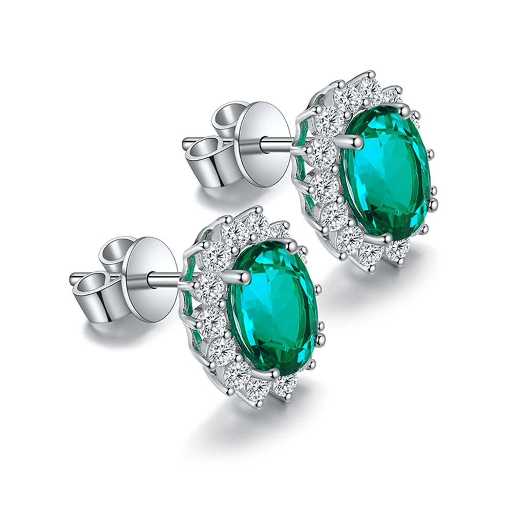 MUSHAN Jewelry Factory Classic Lab Grown Emerald Stud Earrings Simple and Everyday 2.2 Carat 925 Silver Earrings...