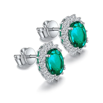 MUSHAN Jewelry Factory Classic Lab Grown Emerald Stud Earrings Simple and Everyday 2.2 Carat 925 Silver Earrings...