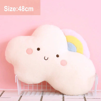 Cute Emotion Face Weather Pillow Stuffed Plush Thunder Dark Clouds Rainbow White Cloud Cushion Baby Bed Room Decor Home Decor - Kimlud