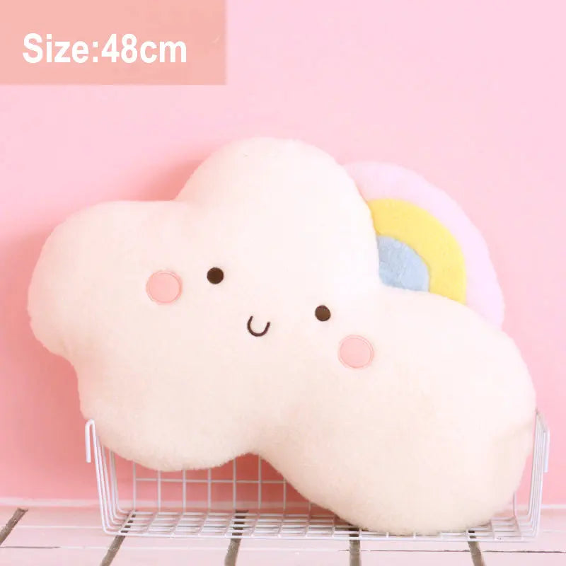 Cute Emotion Face Weather Pillow Stuffed Plush Thunder Dark Clouds Rainbow White Cloud Cushion Baby Bed Room Decor Home Decor - Kimlud