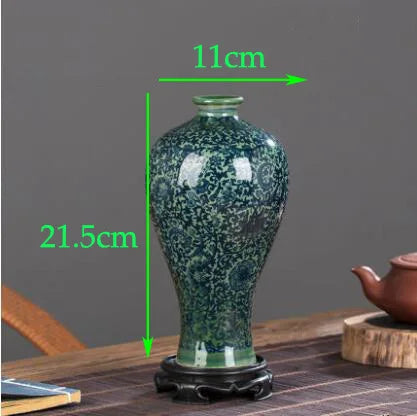 Chinese Jingdezhen Blue White Porcelain Antique Ceramic Vase Home Livingroom Table Figurines Decoration Store Flower Pot Crafts