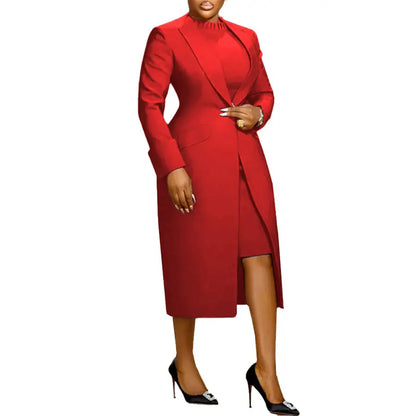 Women's Suit Office Popular Laps Waist Back Split Dress Jacket Casual Women's Two-piece Set | Kimlud Office Premium Coat