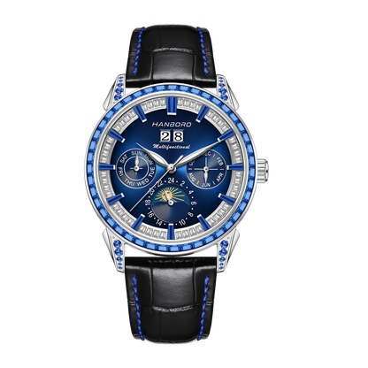 HANBORO Men's Luxury Automatic Mechanical Sports Watch Hollow Pointer Full Diamonds Calendar Luminous Stainless Steel |...