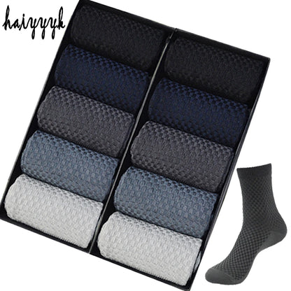 10 Pairs High Quality Bamboo Fiber Men's Socks Business Breathable Deodorant Compression Socks Men Long Big Size EUR...