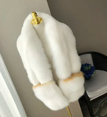 MS.MinShu-Luxury Fox Fur Scarf, Big Skin Scarf, Natural Fox Fur Stole, Genuine Fox Fur Shawl, Pocket Fashion Evening Dress - Kimlud