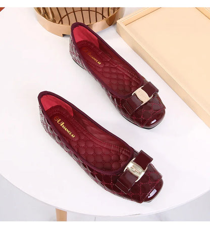 Women's Flat Shoes Spring Autumn New Square Toe Chain Comfortable Casual Square Toe Slip-On Female Shoes Large Size 36-42