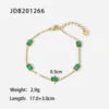 PVD Gold Plated Stainless Steel Green Cubic Zirconia Dainty Snake Butterfly Tennis Link Chain Bracelets Trendy Geometric Style