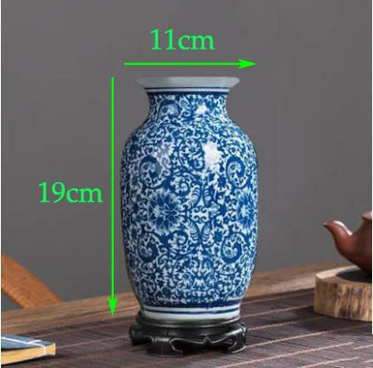 Chinese Jingdezhen Blue White Porcelain Antique Ceramic Vase Home Livingroom Table Figurines Decoration Store Flower Pot Crafts