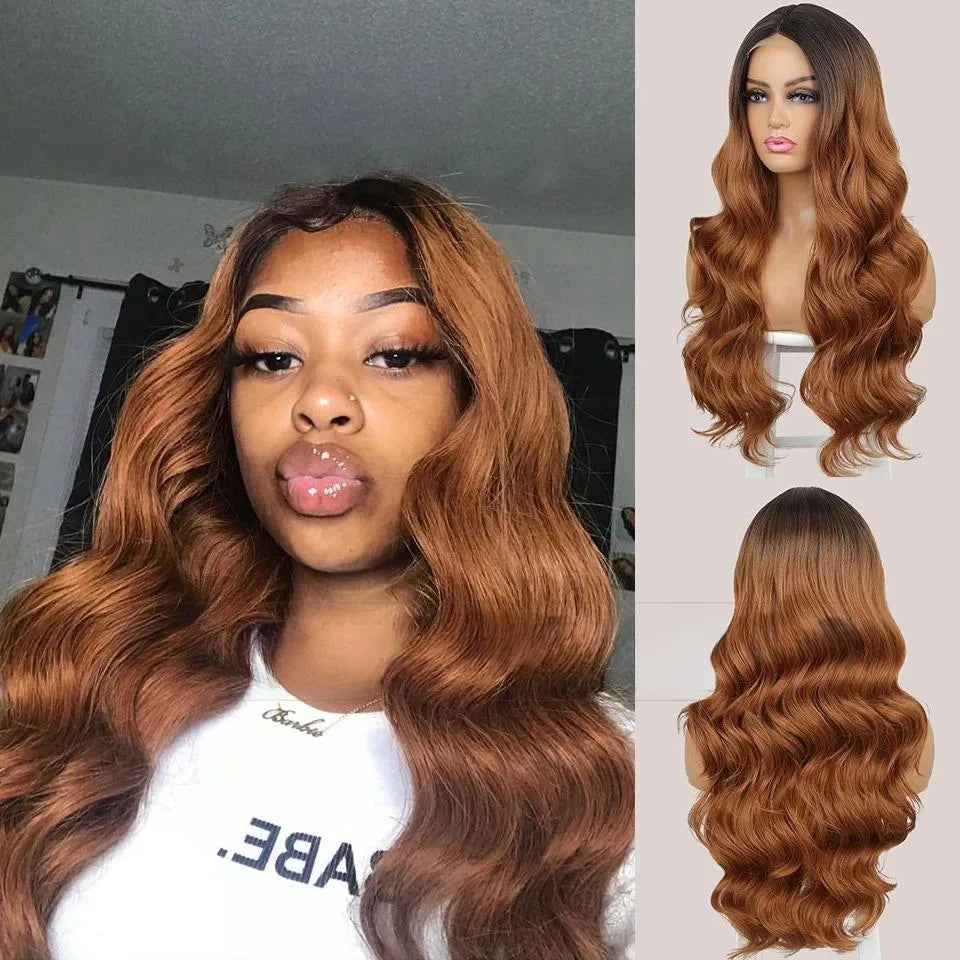 Europe and the United States Before the Lace Chemical Fiber Women's Big Wave Long Curly Hair Synthetic High Temperature Silk Wig