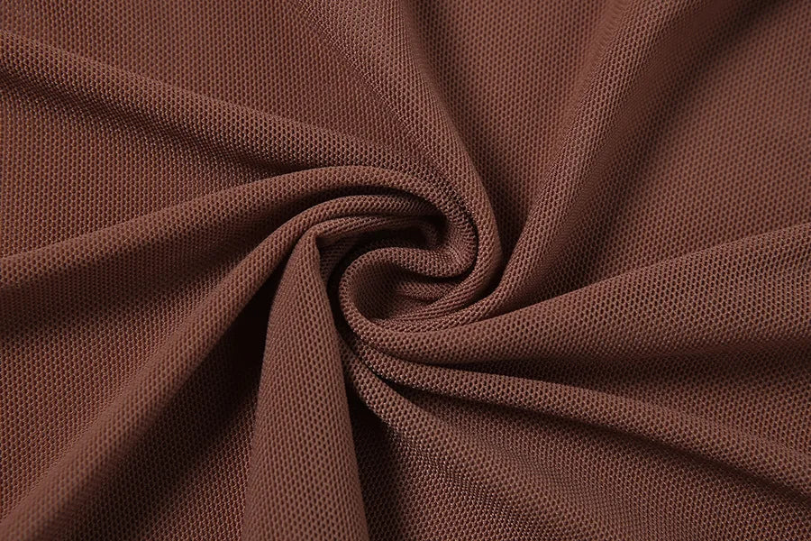Bangniweigou Ribbon Wrap Up Draped Mesh See Through Bandage Dress Women Mummy Tie Up Bodycon High Waist Short Brown Dresses - Kimlud