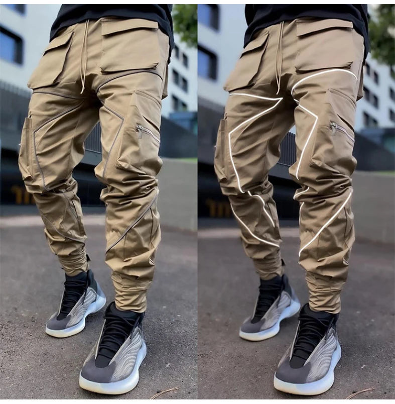 Men's Reflective Cargo Pants 2023 New Hip Hop Casual Joggers Trousers Multi-Pocket Men Sweatpants Streetwear Sports Pant M-3XL - Kimlud