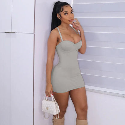 Private Label Custom Fashion Lady Solid Sexy Halter Dress Slim Fit Club Party Women Lady Elegant Bodycon Casual Mini Dress Woman