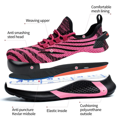 Lady Low Steel Toe Cap Cut Waterproof Winter Anti-Slip Industrial Work Safety Boots Unisex Pink Rubberized - Kimlud