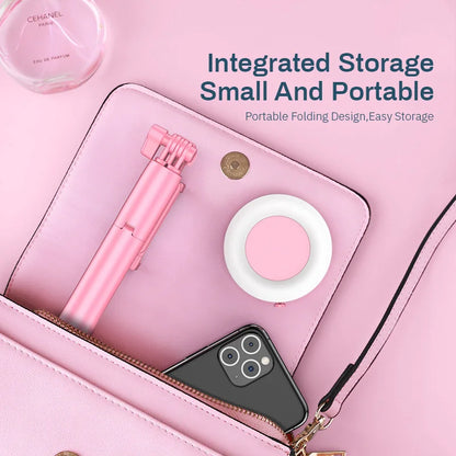 4in1 Wireless bluetooth compatible Selfie Stick LED Ring light Extendable Handheld Monopod Live Tripod for iPhone Android