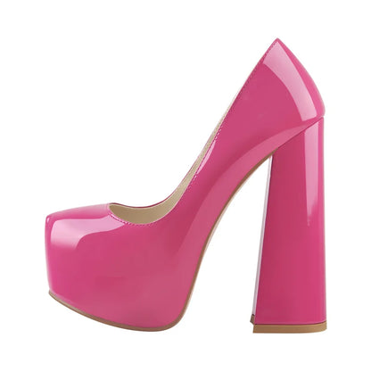 Onlymaker Women Platform Pumps Super Square Chunky High Heels Pointed Toe Slip On for Wedding Party Shoes Plus Size Shoes