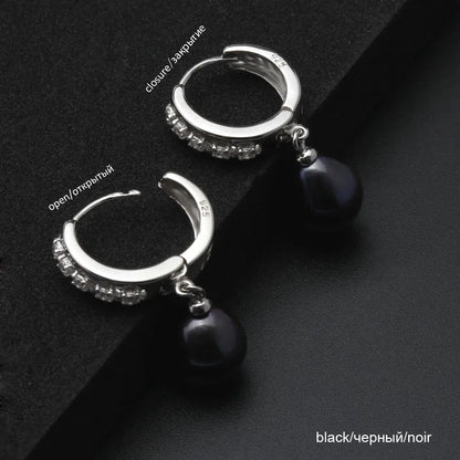 White Fine Pearl Earrings Natural Freshwater Pearl 925 Sterling Silver Pearl Hoop Earrings Jewelry For Woman Gift