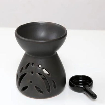 Ceramic Aromatherapy Burner Hollow Essential Oil Furnace Yoga SPA Hotel Living Room Decor Aroma Lamp Black Blue Candle Holder