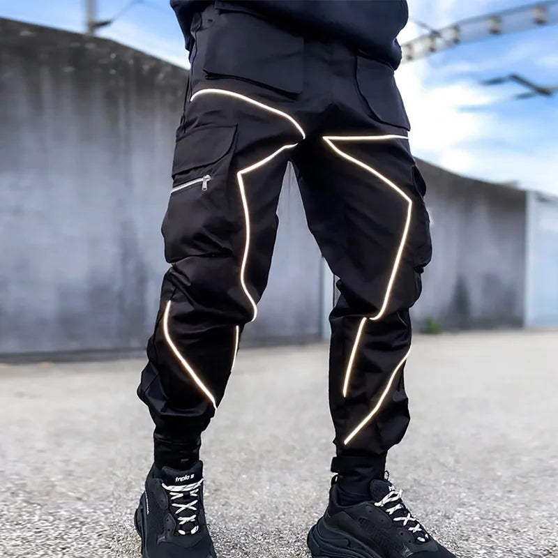 Men's Reflective Cargo Pants 2023 New Hip Hop Casual Joggers Trousers Multi-Pocket Men Sweatpants Streetwear Sports Pant M-3XL - Kimlud