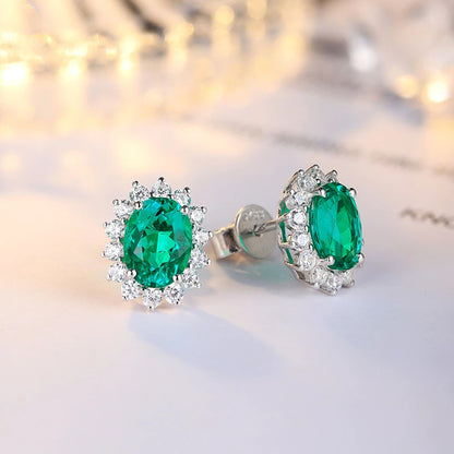 MUSHAN Jewelry Factory Classic Lab Grown Emerald Stud Earrings Simple and Everyday 2.2 Carat 925 Silver Earrings...