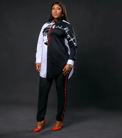 Women Fashion Patchwork Shirts Blouse Long Sleeve Turn-Down Collar Streetwear Fall Female Tops Blouses Shirts Spring Autumn