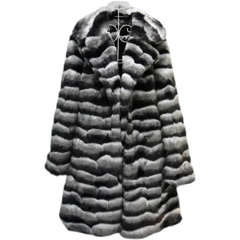 Winter women's fur coat thermal coat mink hair long leisure windbreaker mink skin top - Kimlud