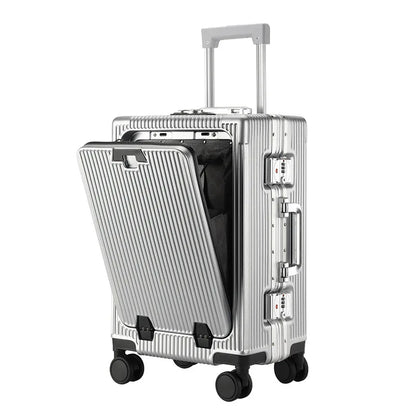 20 24 Inch Front Opening Luggage Men's and Women's Multifunctional Password Lock Trolley Case Travel Wheels Suitcases Cup Holder - Kimlud