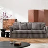 North European and American Style Rural Linen Striped Fabric Three Seater Sofa, Fully Disassembled and Washed Furniture...