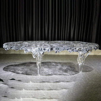 Irregular Shape Glacier Waterfall Transparent Tea Table Epoxy Resin Water Ripple Dining Table for Villa Hotel Home...