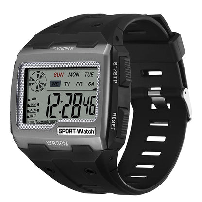 SYNOKE Brand Sport Digital Watch Men Watch New Upgrade Waterproof Square Electronic Watches Male WristWatch Style Clock
