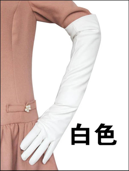 Women's Long Touch Screen PU Leather Gloves Female 50cm Autumn Winter Silky InsideNew Style Wholesale Fashion Warm Mitten G203