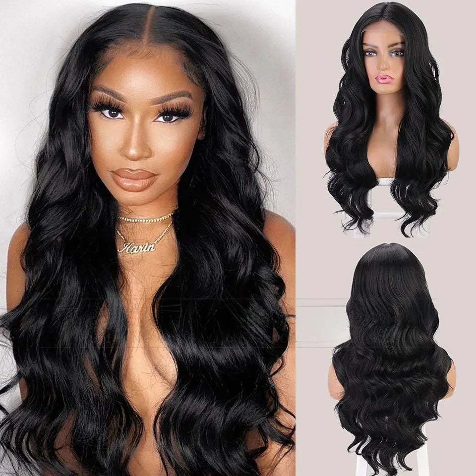 Europe and the United States Before the Lace Chemical Fiber Women's Big Wave Long Curly Hair Synthetic High Temperature Silk Wig