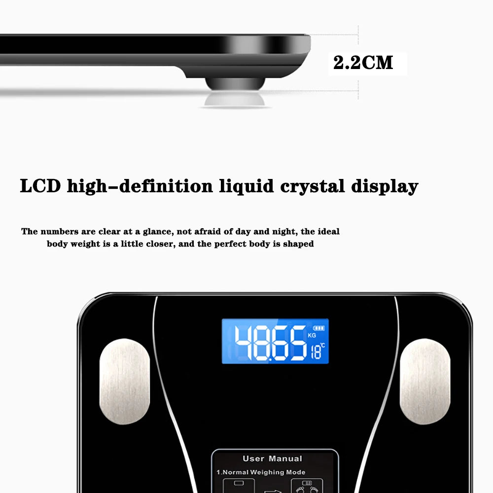 Body Fat Scale Smart Wireless Digital Bathroom Weight Scale Body Composition Analyzer With Smartphone App Bluetooth-compatible - Kimlud