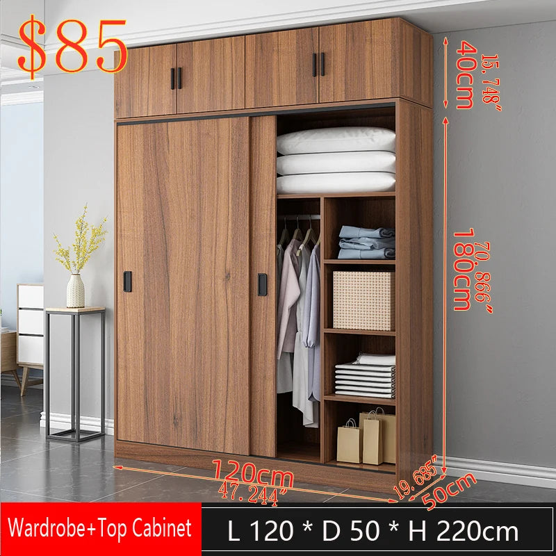 Factory Direct Sales Bedroom Furniture Wooden Sliding Door Wardrobe Wardrobe Simple Modern Factory High-capacity Wholesale