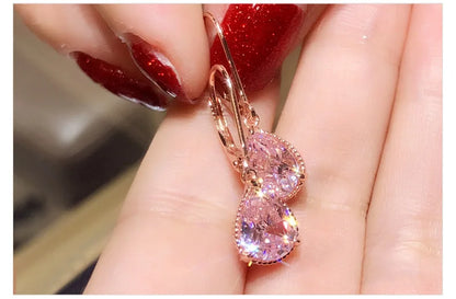 Natural Pink Quartz Drop Earrings for Women 18k Rose Gold Romantic Fashion Fine Jewelry Topaz Gemstone Bizuteria Luxury Earrings
